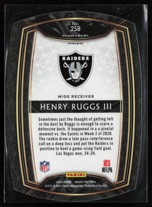 2020 Panini Select #258 Henry Ruggs III Orange Prizm Die Cut