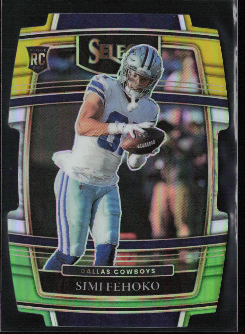 2021 Panini Select #83 Simi Fehoko Green and Yellow Prizm Die Cut