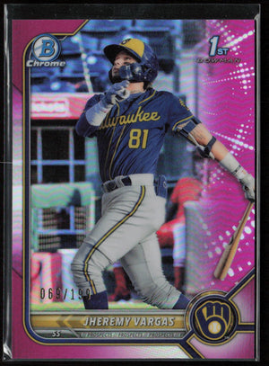 2022 Bowman #BCP-144 Jheremy Vargas Chrome Prospects Fuchsia Refractor #/199