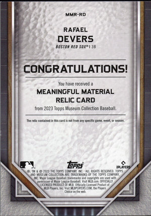 Topps Museum Collection #MMR-RD Rafael Devers Game Used Meaningful Materials /35