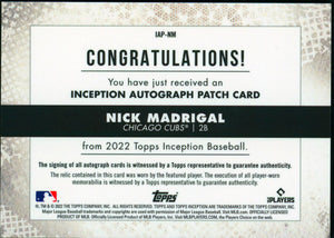 Topps Inception # Nick Madrigal Inception Patch Auto /249