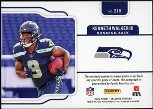 Absolute Football #218 Kenneth Walker Rookie Premiere RPA /199