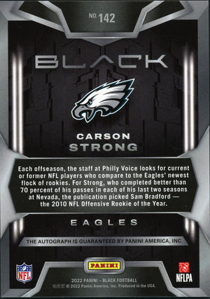 Panini Black #142 Carson Strong Auto /35