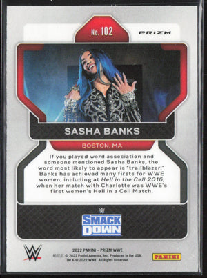 2022 Panini Prizm WWE #102 Sasha Banks Red, White and Blue