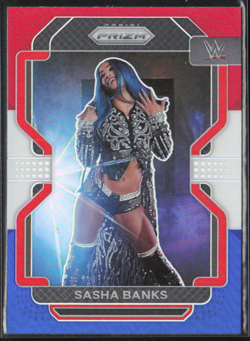 2022 Panini Prizm WWE #102 Sasha Banks Red, White and Blue