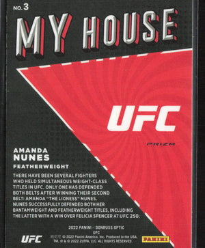 2022 Donruss Optic UFC #3 Amanda Nunes #3 My House