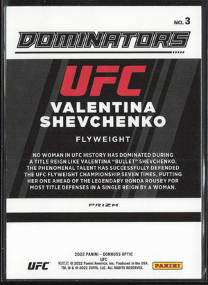 2022 Donruss Optic UFC #3 Valentina Shevchenko Holo Dominators