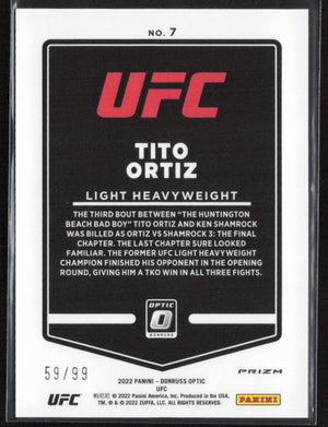 2022 Donruss Optic UFC #7 Tito Ortiz Purple /99