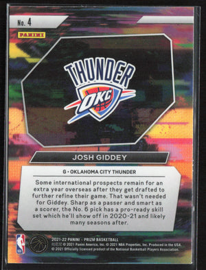 2021-22 Panini Prizm #4 Josh Giddey Instant Impact