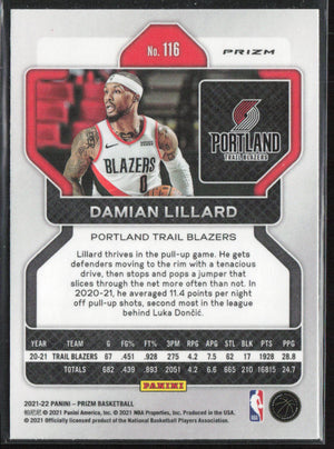 2021-22 Panini Prizm #116 Damian Lillard Ice