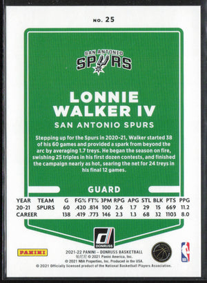 2021-22 Donruss #25 Lonnie Walker IV Holo Purple Laser #/99