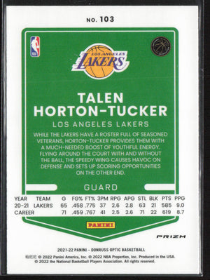 2021-22 Donruss Optic #103 Talen Horton-Tucker Blue Pulsar