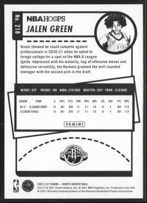 2021-22 Hoops #218 Jalen Green Yellow