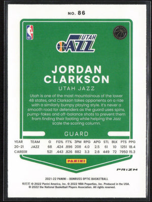 2021-22 Donruss Optic #86 Jordan Clarkson Purple