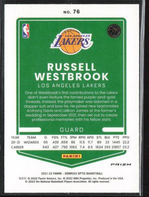 2021-22 Donruss Optic #76 Russell Westbrook Fast Break