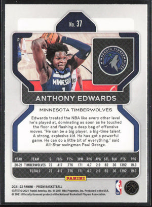 2021-22 Panini Prizm #37 Anthony Edwards