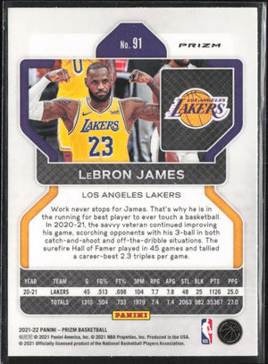 2021-22 Panini Prizm #91 LeBron James Ice