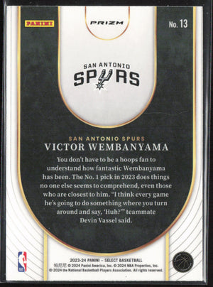 2023-24 Select #13 Victor Wembenyama Neon Icons