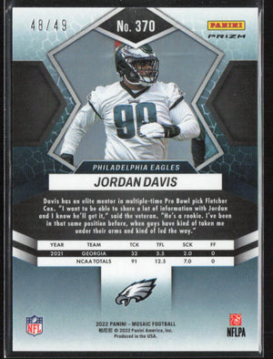 2022 Panini Mosaic #370 Jordan Davis Mosaic Purple