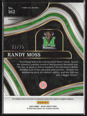 2022 Panini Select Draft Picks #162 Randy Moss Purple Prizm #/75