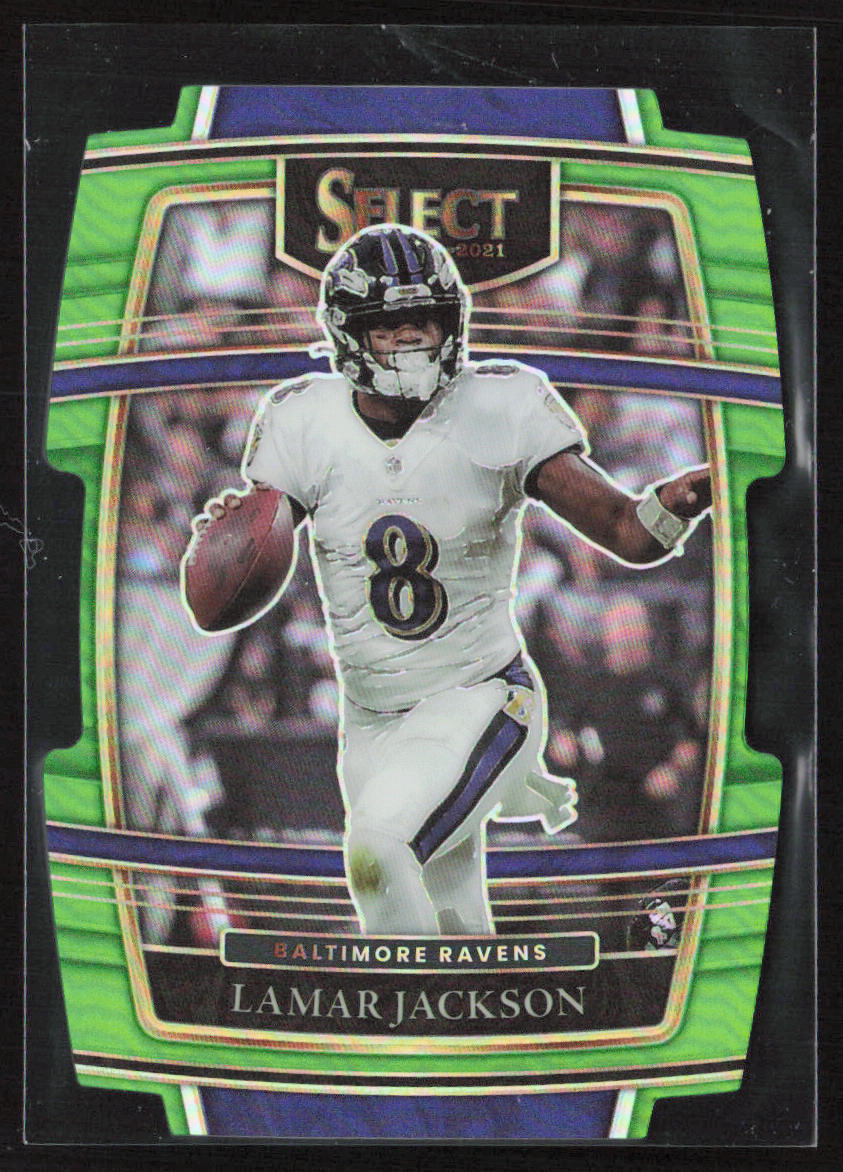 2021 Panini Select #5 Lamar Jackson Green Prizm Die Cut /349