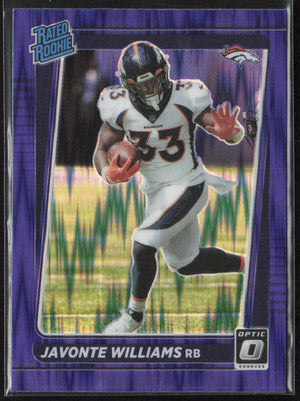 2021 Donruss Optic #215 Javonte Williams Purple Shock