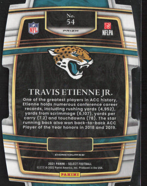 2021 Panini Select #54 Travis Etienne Jr. Silver Prizm Die Cut