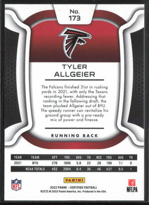 Certified football #173 Tyler Allgeier /149