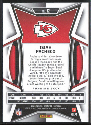 2023 Panini Certified #12 Isiah Pacheco Bronze Mirror /275