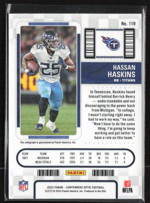 2022 Panini Contenders Optic #119 Hassan Haskins Auto