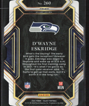 2021 Panini Select #260 D'Wayne Eskridge Black and Gold Prizm Die Cut