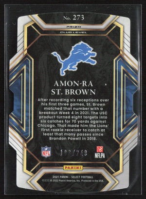 2021 Panini Select #273 Amon-Ra St. Brown Orange Prizm /249