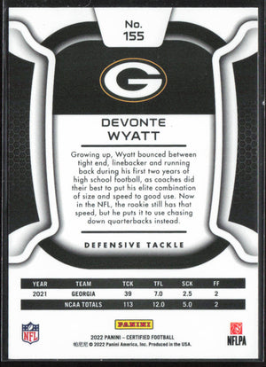 2022 Panini Certified #155 Devonte Wyatt /275