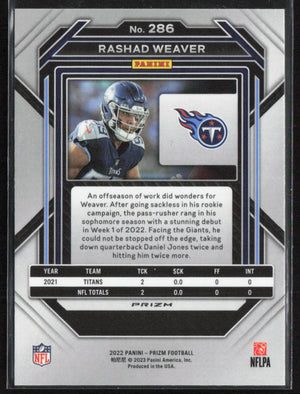 2022 Panini Prizm #286 Rashad Weaver Red white Blue