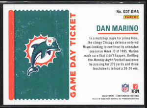 2022 Panini Contenders #GDT-DMA Dan Marino Game Day Ticket