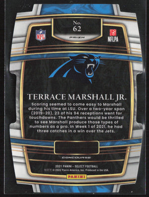 2021 Panini Select #62 Terrace Marshall Jr. Green and Yellow Prizm Die Cut