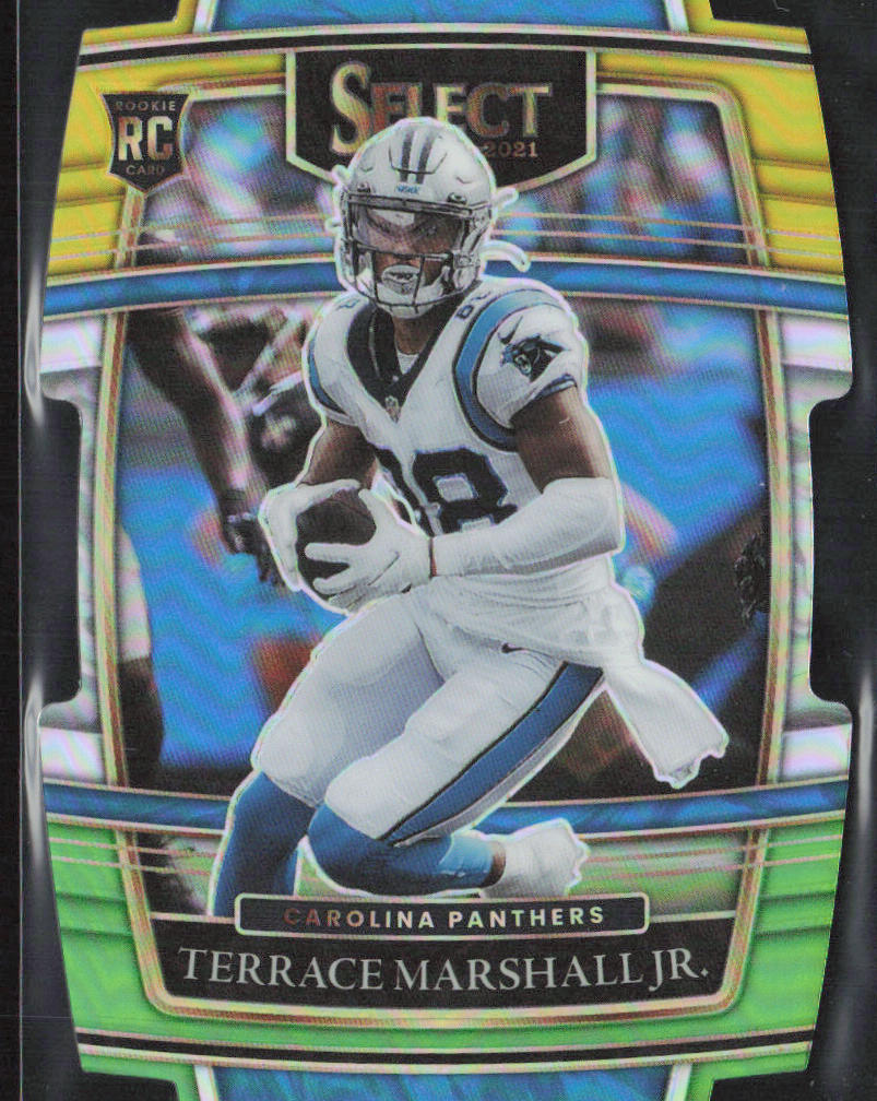 2021 Panini Select #62 Terrace Marshall Jr. Green and Yellow Prizm Die Cut