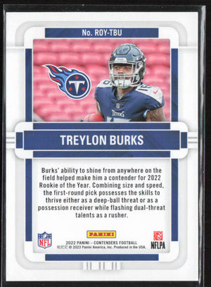 2022 Panini Contenders #ROY-TBU Treylon Burks Rookie of the Year Contenders