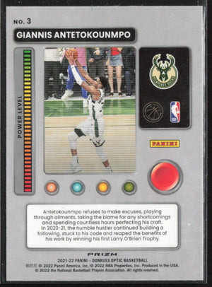 2021-22 Donruss Optic #3 Giannis Antetokounmpo T-Minus 3...2...1 Purple