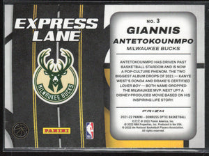 2021-22 Donruss Optic #3 Giannis Antetokounmpo Express Lane Holo