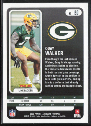 2022 Panini Absolute #190 Quay Walker Retail