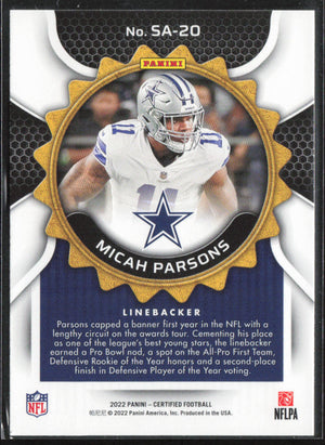 2022 Panini Certified #SA-20 Micah Parsons Seal of Approval