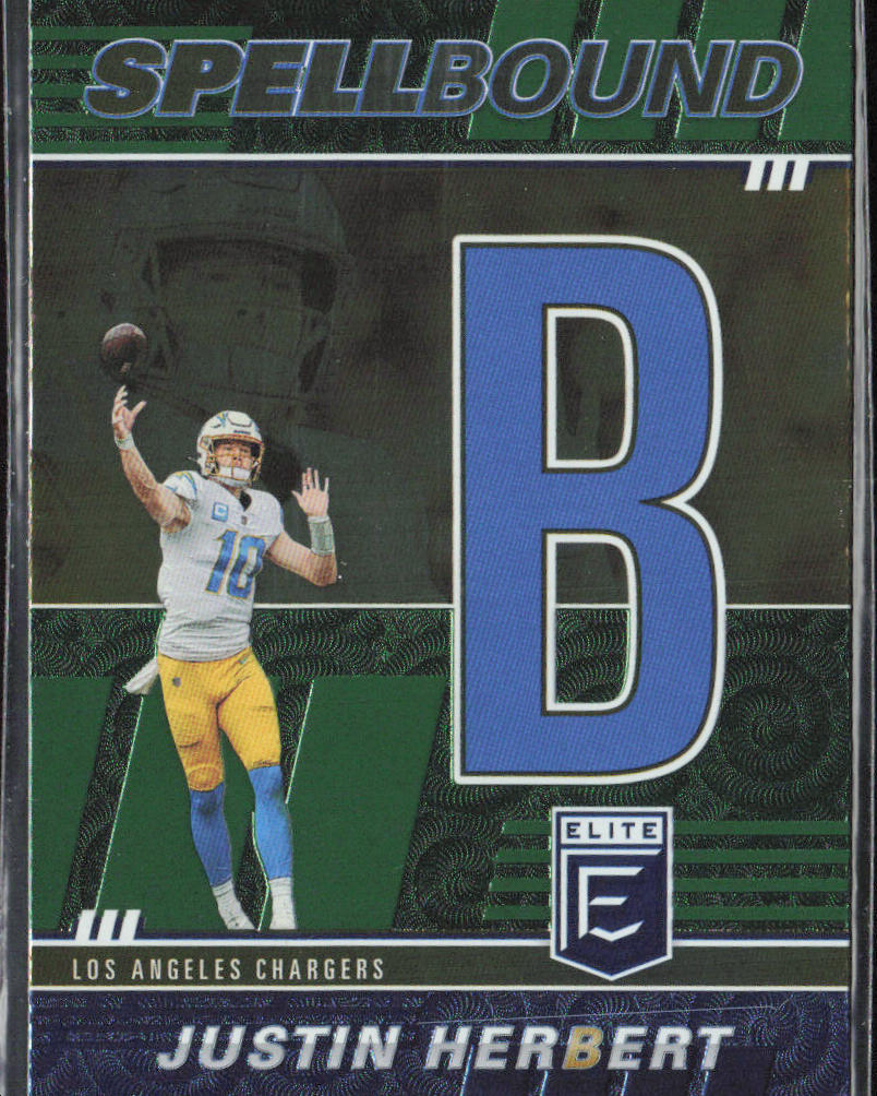 2022 Donruss Elite #SB-JH4 Justin Herbert Spellbound Green