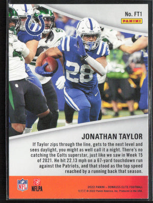 2022 Donruss Elite #FT1 Jonathan Taylor Full Throttle Green