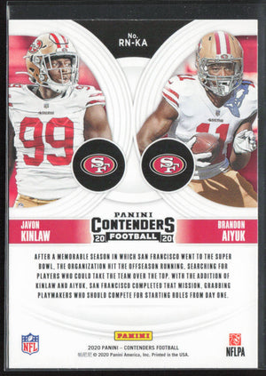 2020 Panini Contenders #RN-KA Javon Kinlaw / Brandon Aiyuk Round Numbers