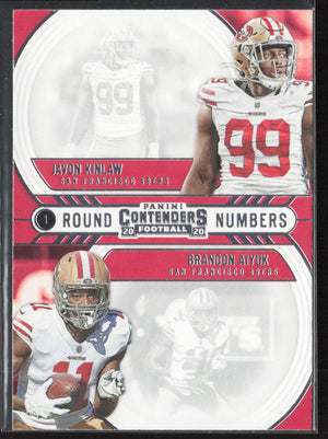 2020 Panini Contenders #RN-KA Javon Kinlaw / Brandon Aiyuk Round Numbers