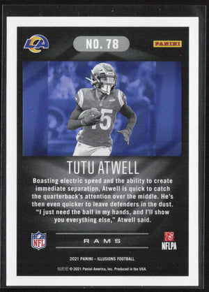 2021 Panini Illusions #78 Tutu Atwell Trophy Collection Sapphire