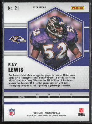 2021 Panini Mosaic #21 Ray Lewis Prizm Green