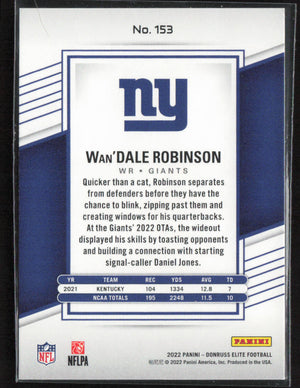 2022 Donruss Elite #153 Wan'Dale Robinson Green