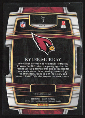 2021 Panini Select #3 Kyler Murray Green and Yellow Prizm Die Cut